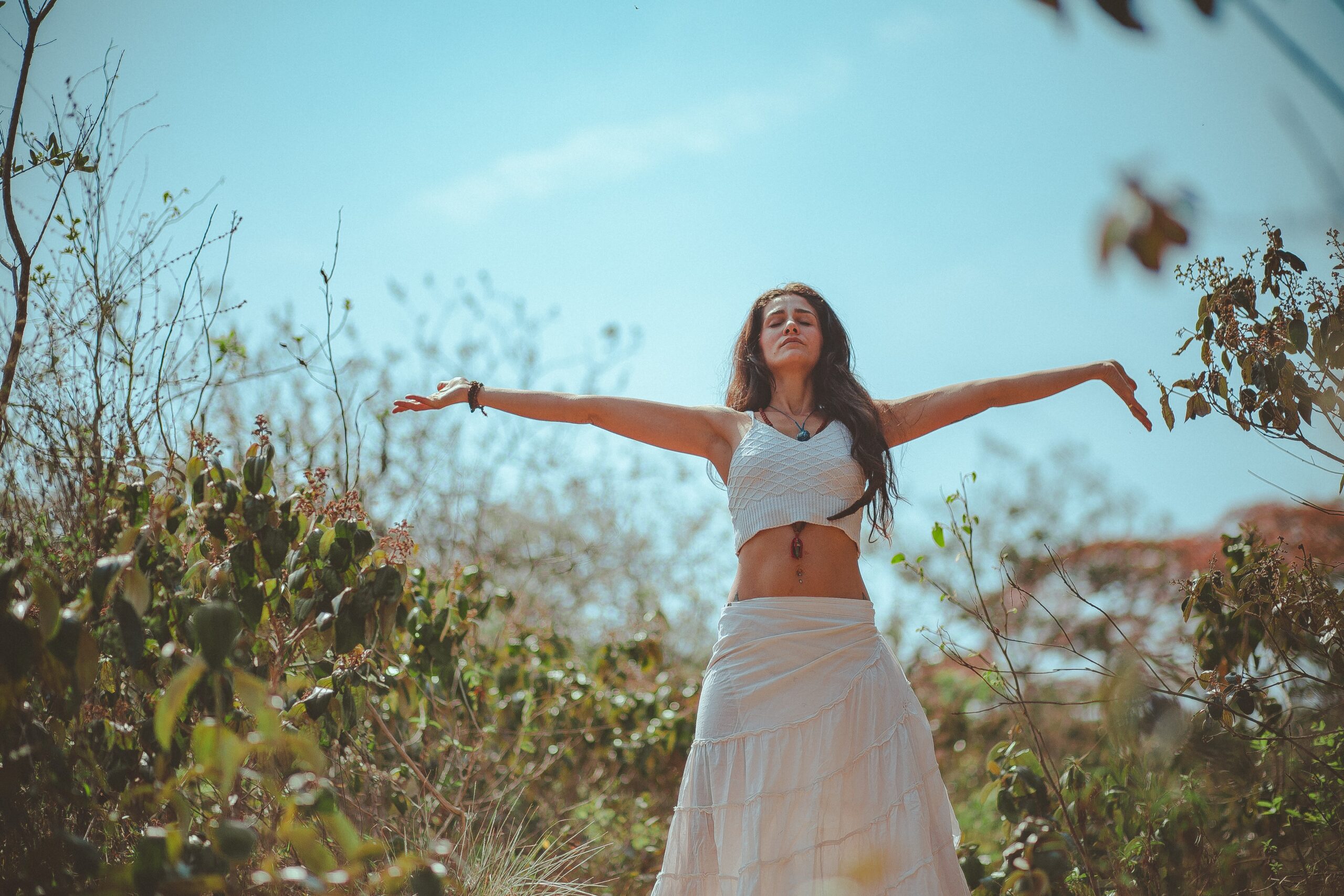 woman happy in nature